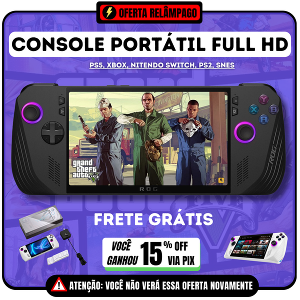 CONSOLE PORTÁTIL FULL HD - PS4, XBOX, NITENDO SWITCH, PS2, SNES, E MUITO MAIS! (OFERTA DE FINAL DE ANO🎁🔥)