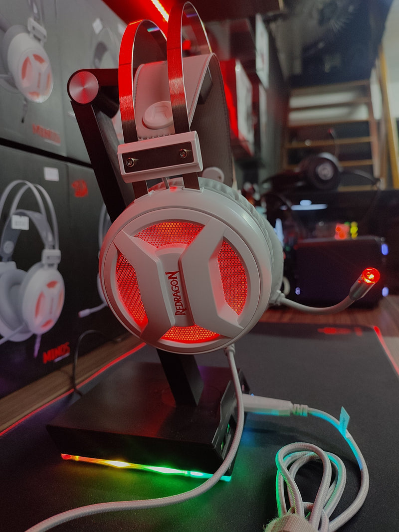 Headset Gamer Redragon Minos Lunar White, USB, Driver 50mm, Plug And Play, Branco - H210W