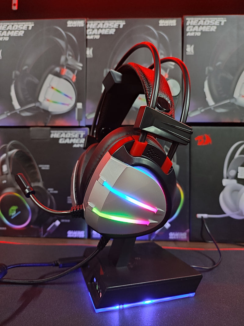 HEADSET GAMER K-MEX AR70, LED, DRIVERS 50MM, PRATA, AR7002SU71PRB0X