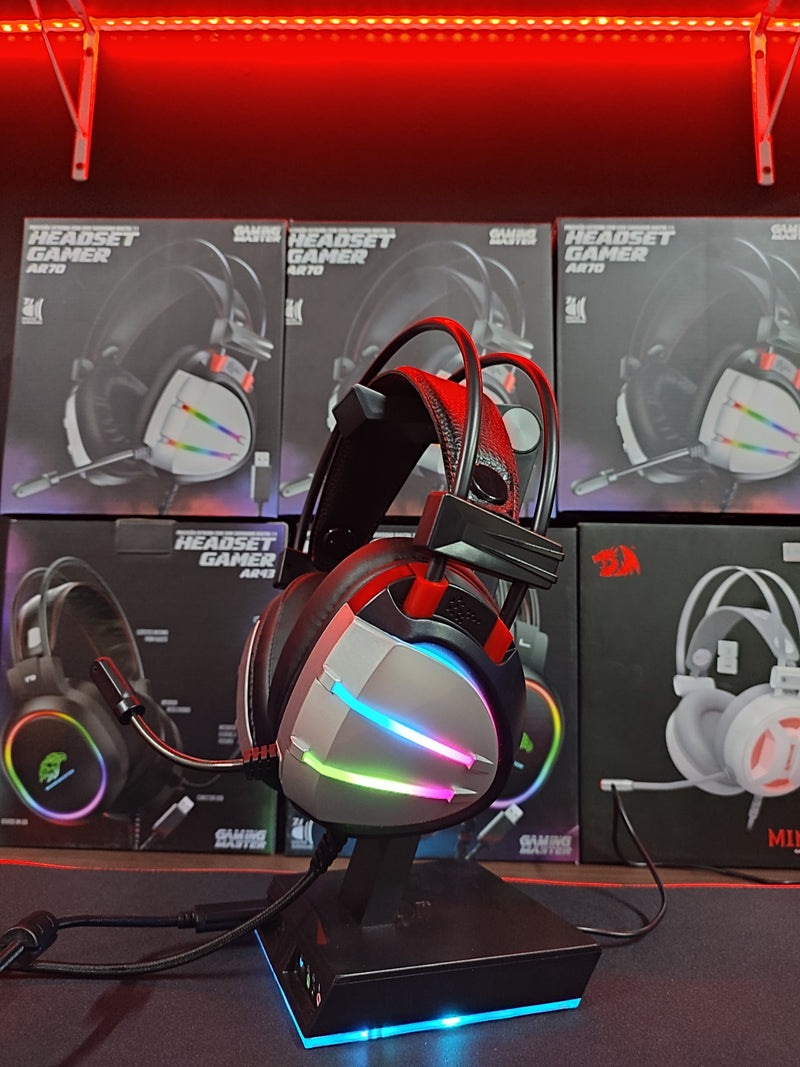 HEADSET GAMER K-MEX AR70, LED, DRIVERS 50MM, PRATA, AR7002SU71PRB0X