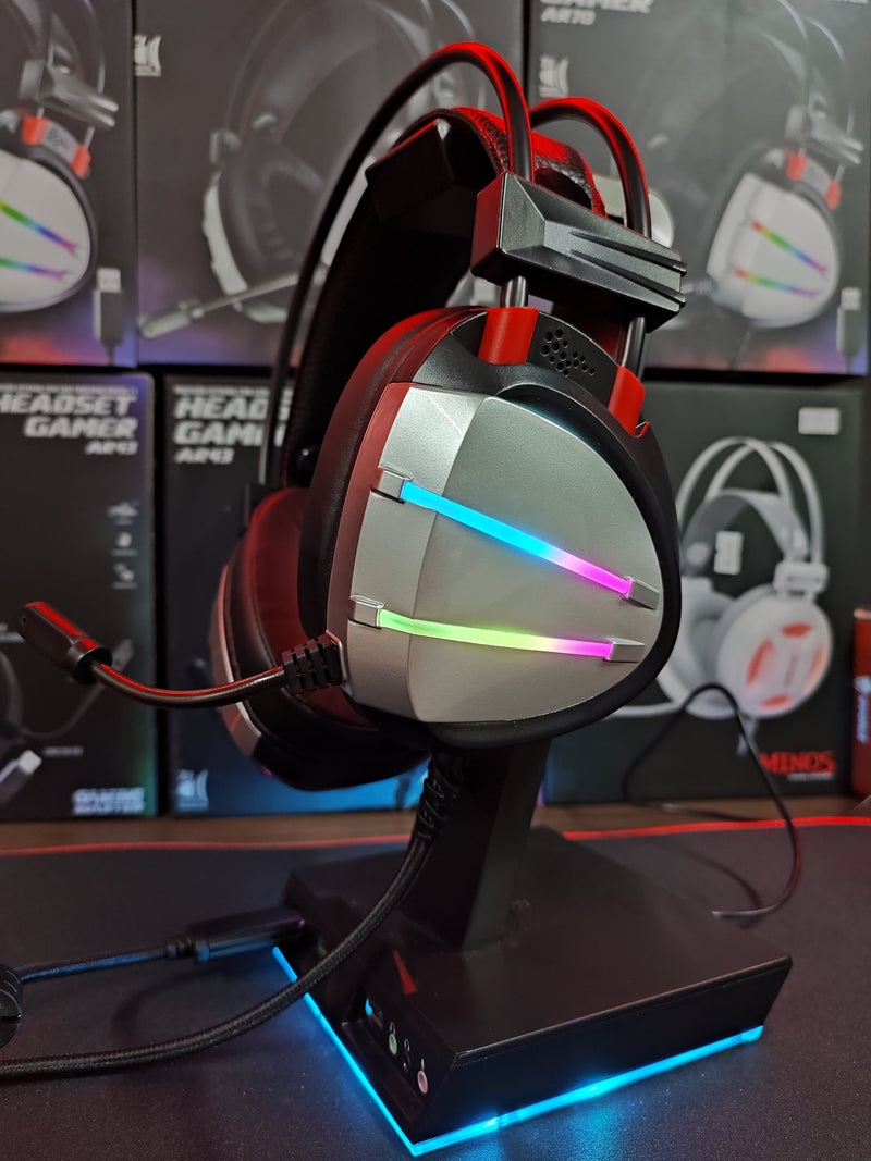 HEADSET GAMER K-MEX AR70, LED, DRIVERS 50MM, PRATA, AR7002SU71PRB0X