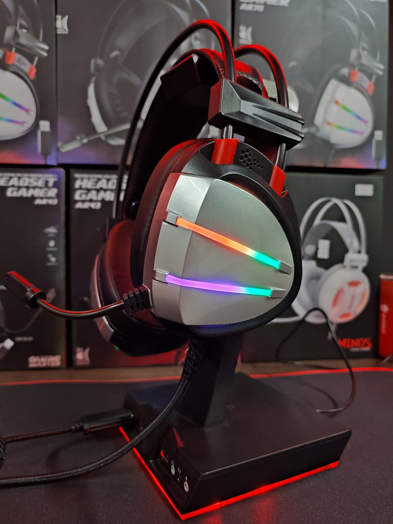 HEADSET GAMER K-MEX AR70, LED, DRIVERS 50MM, PRATA, AR7002SU71PRB0X